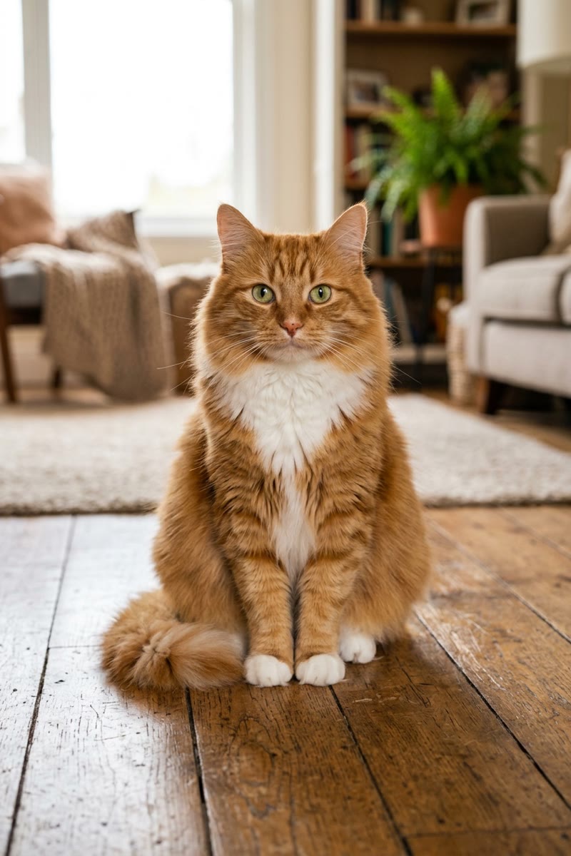 Input photo 2: a fictional orange tabby cat
